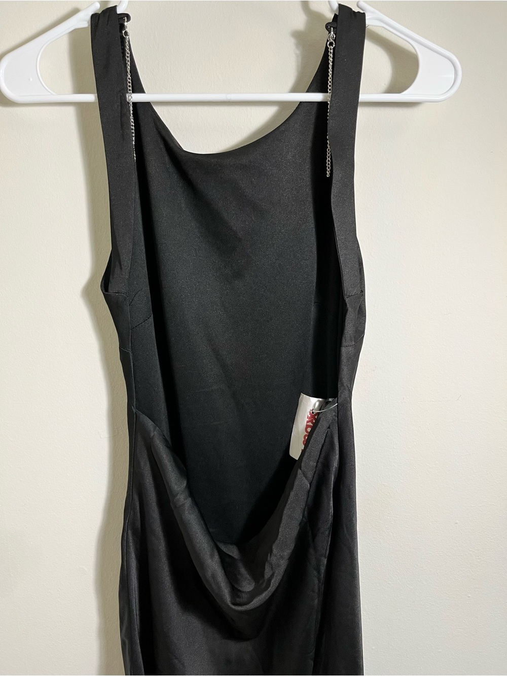 Classic Black Silky Backless Dress - Picture 3 of 6